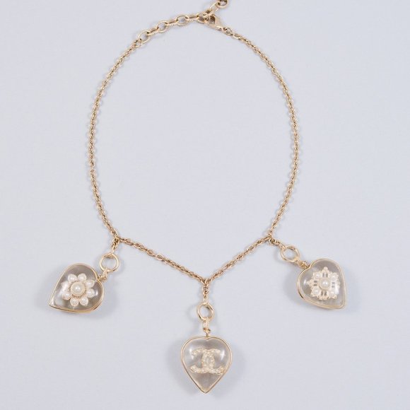 CHANEL Jewelry - Chanel Pearl and Lucite Heart CC Necklace